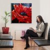 ציור פרח גדול של כלנית אדומה לעיצוב המשרד