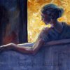 ציור אישה יושבת אל מול חלון מואר