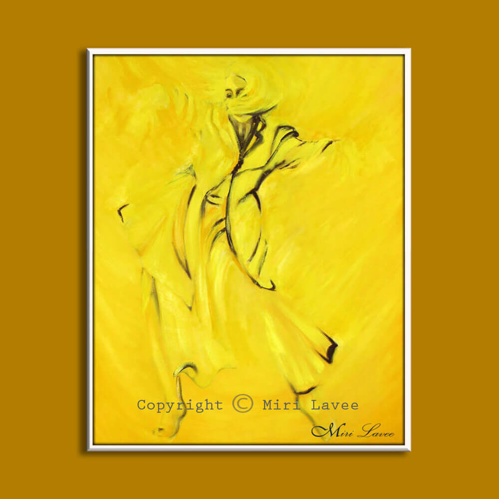 ציור צהוב של אישה ציירה מירי לביא